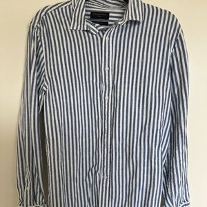 Blue and White Striped Men's Shirt